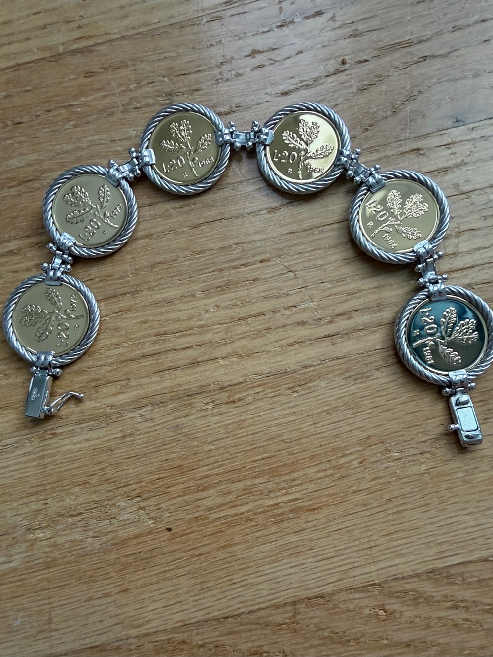 Two-Tone Coin Link Bracelet - Gold and Silver